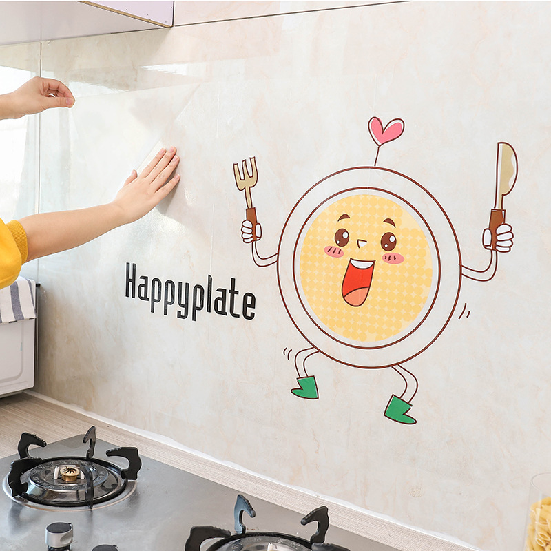 Gran cocina pegatinas a prueba de aceite hogar impermeable cocina ventilador autoadhesivo cocina banco de pegatinas de dibujos animados pegatinas de pared pegatinas de azulejos de porcelana