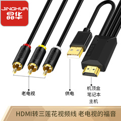 CrystalHua HDMI to AV Conversion Cable: HD Digital Set-Top Box for Vintage Set-Top Boxes – 3RCA Tricolor RCA Connection Wire