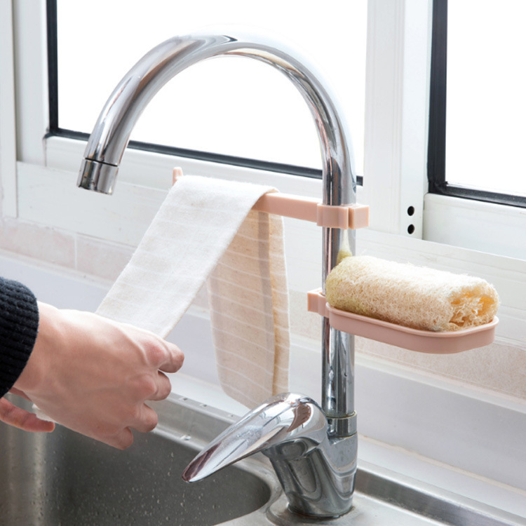 Faucet Drain Storage Rack Sink Storage Rack Kitchen Supplies Sink Sponge Rag Drain Rack Combination