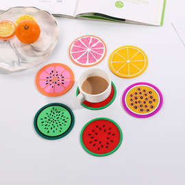 厂家直销PVC软胶水果杯垫创意新款环保餐垫酒吧装饰垫隔热防滑垫