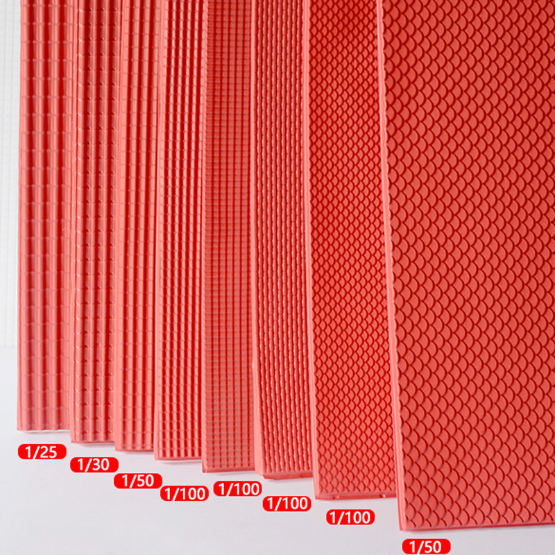 Mini Escala de pescado azulejo rojo PVC modelo de superficie azulejo de techo DIY edificio arena bandeja paisajismo materiales hechos a mano