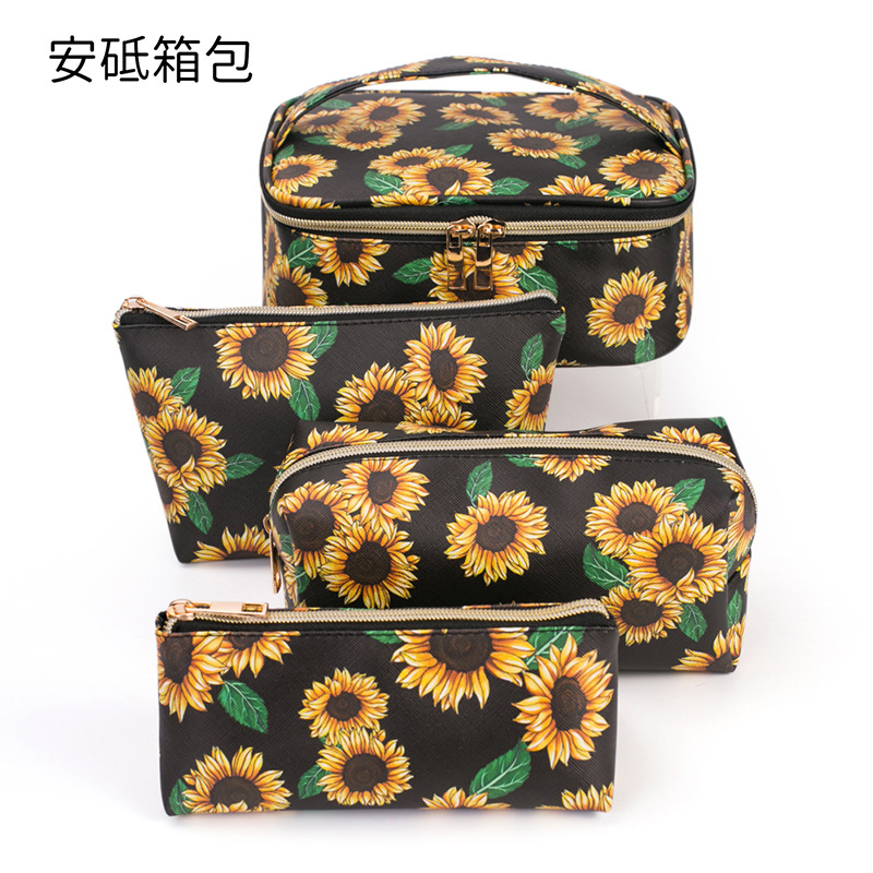 Nuevo en stock de mármol de tres piezas bolsa de cosméticos PU bolsa de lavado a prueba de agua bolsa de almacenamiento de viaje portátil de gran capacidad