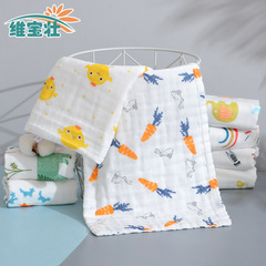 Weibaozhuang six-layer pure cotton high-density gauze towel, cotton cartoon print baby face towel, baby towel