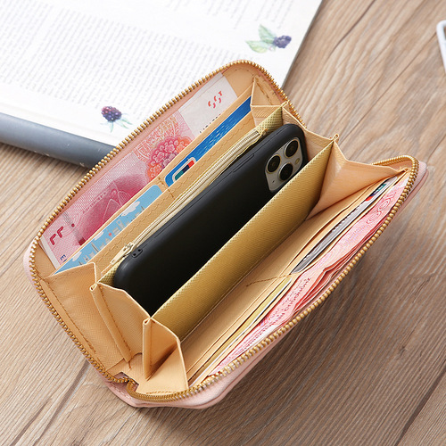 新款韩版长款多卡位大容量女士钱包卡包镂空手机包手拿包