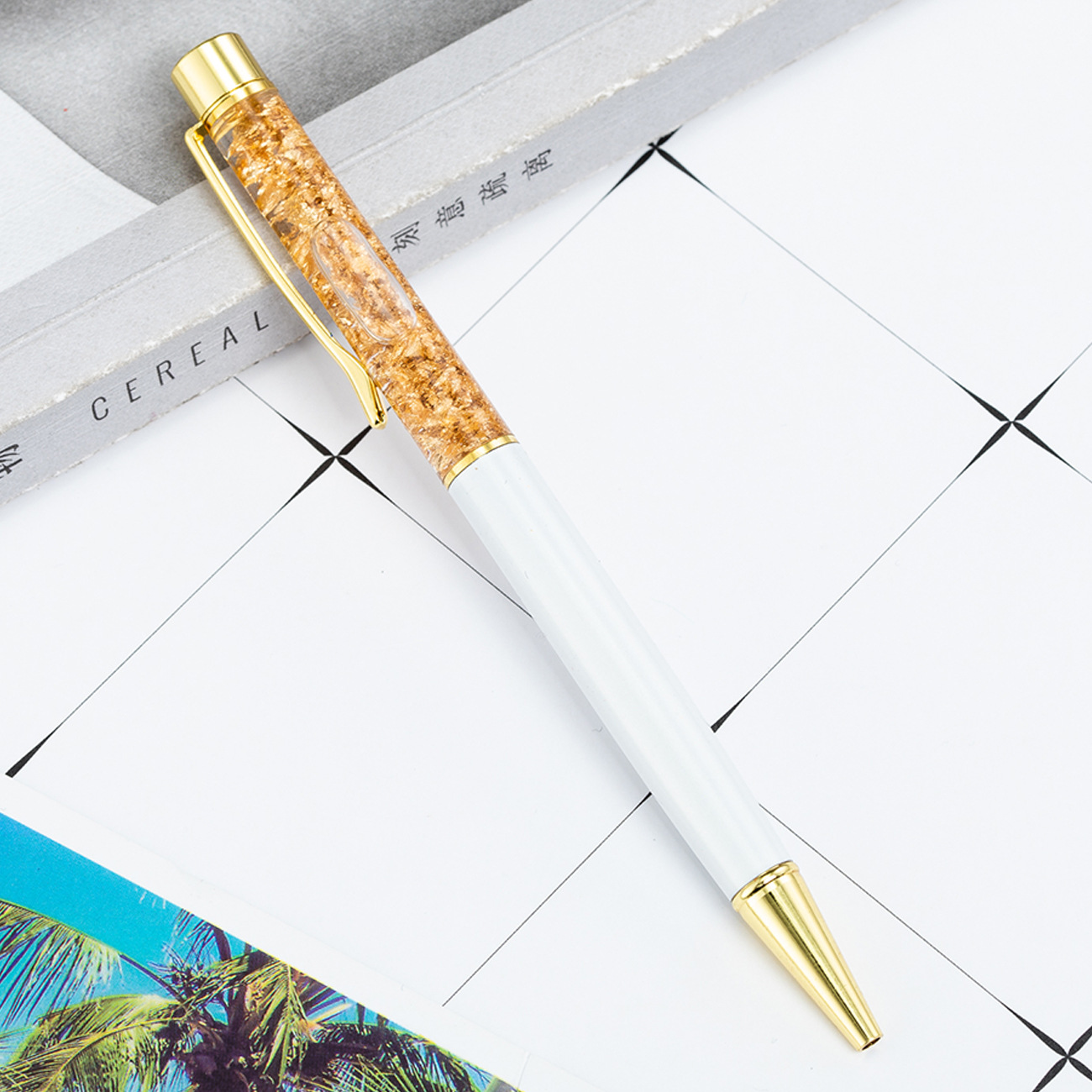 En stock al por mayor de la hoja de oro de la pluma de aceite regalo publicidad bolígrafo pluma giratoria de metal Bolígrafo De Metal impresión de la pluma