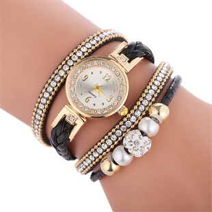 2023 cross-border new diamond woven winding women's bracelet watch factory produces one-piece delivery