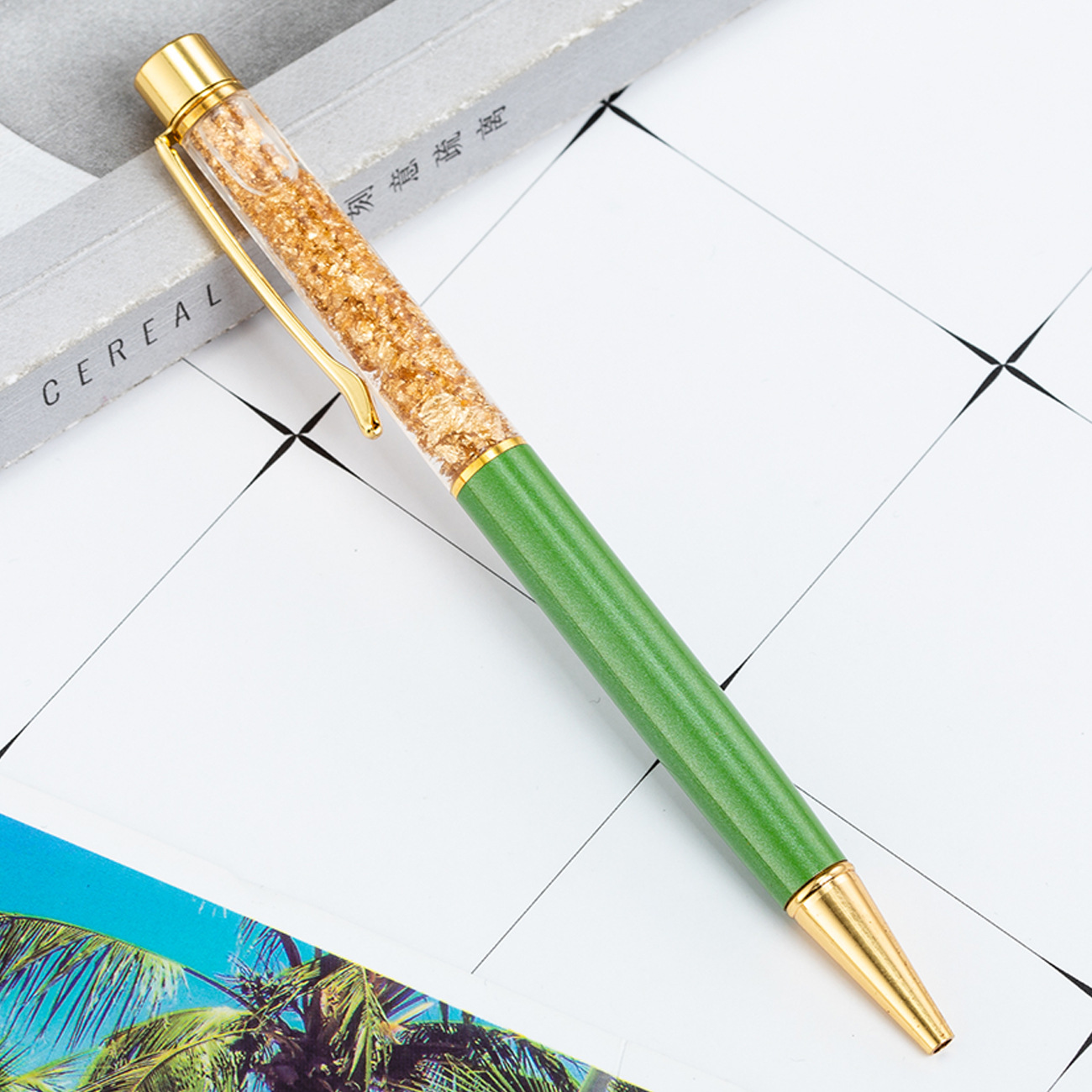 En stock al por mayor de la hoja de oro de la pluma de aceite regalo publicidad bolígrafo pluma giratoria de metal Bolígrafo De Metal impresión de la pluma