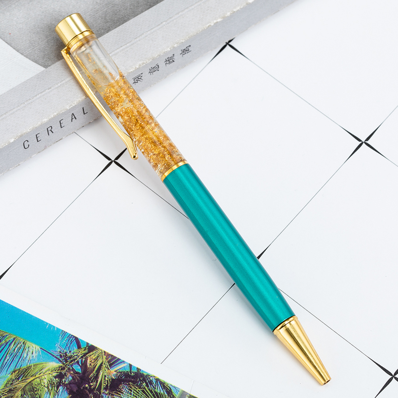 En stock al por mayor de la hoja de oro de la pluma de aceite regalo publicidad bolígrafo pluma giratoria de metal Bolígrafo De Metal impresión de la pluma