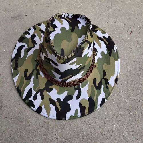 Three-Strand Rope Western Travel Camo Hat, Sun-Protective Jazz Cap, Summer Western Cowboy Men's Hat, Fishing Cap