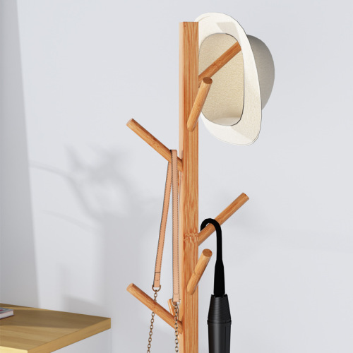 Coat rack floor-standing bedroom bamboo simple clothes hanging rack home storage hanging bag solid wood storage rack space saving