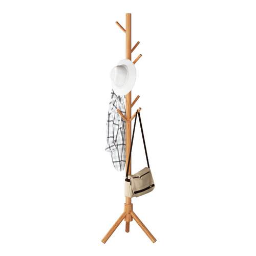 Coat rack floor-standing bedroom bamboo simple clothes hanging rack home storage hanging bag solid wood storage rack space saving