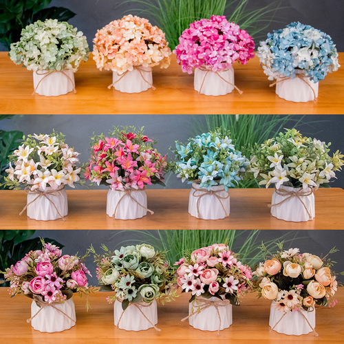 Nordic small simulated fake flower decoration accent for living room home tea table arrangement plastic insert dried flower bunch dining table pot plant
