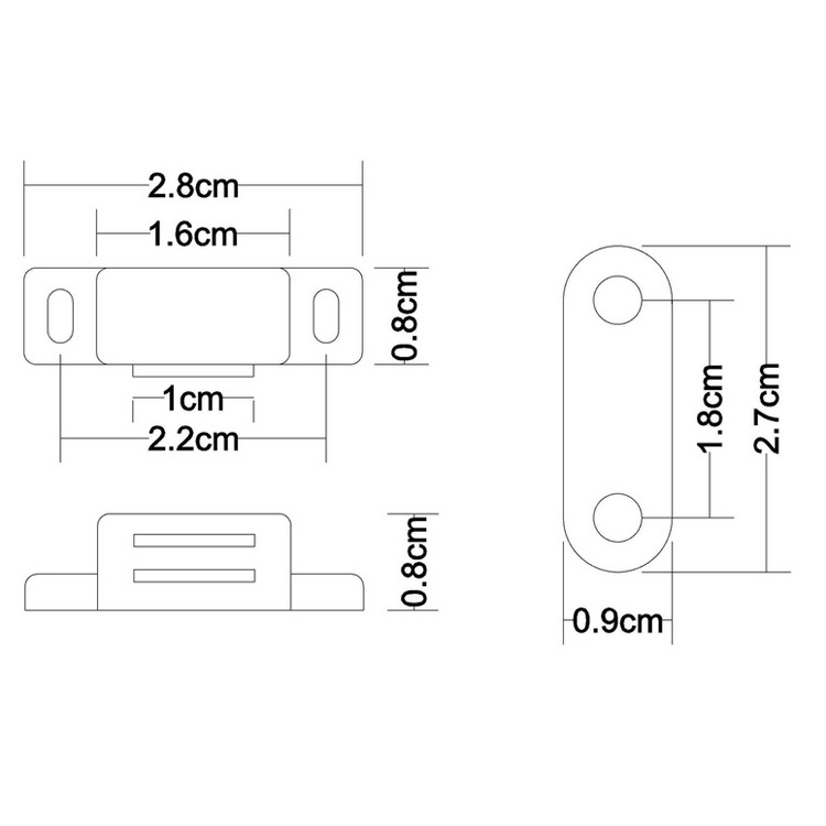 Mini especial pequeña puerta de succión de plástico pequeña puerta de gabinete de succión magnética ABS de plástico fuerte clip magnético táctil