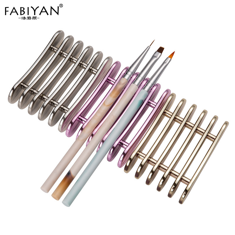 Sostenedor de la pluma del clavo de metal de galvanoplastia Mini pequeño titular de la pluma multifuncional 5 rejilla de uñas titular de la pluma 3 colores opcionales herramientas de uñas