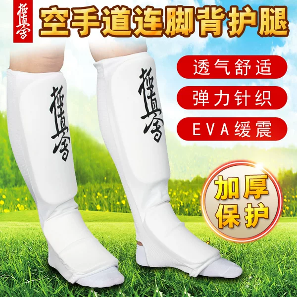 Extremely Real Karate Leg Protection Thickened Shin Protection Muay Thai Sanda Leg Protection Board with Foot Sports Leg Protection Leg Protection
