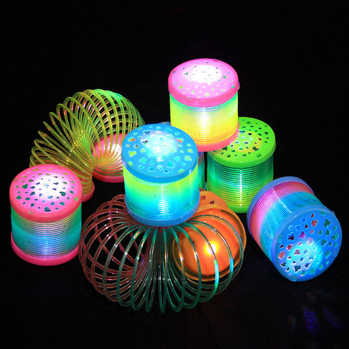 Magic starry sky projection rainbow circle stacking circle glowing rainbow circle children's street stall hot selling plastic spring toy