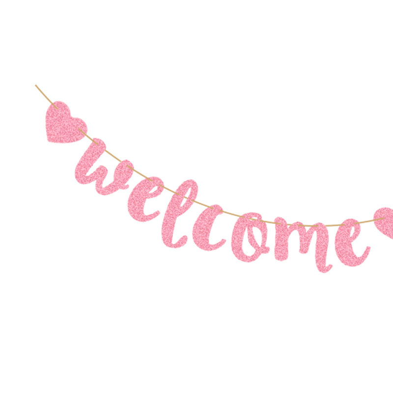 Bebé decorativo fiesta oro amor oro rosa melocotón corazón bienvenida bebé tire bandera tire flor brillante polvo