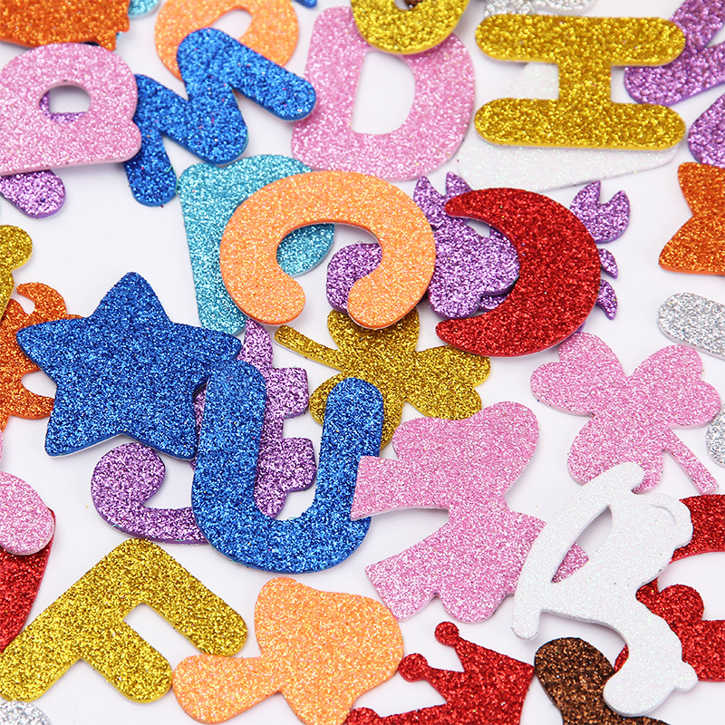 Factory wholesale gold powder EVA stickers children's adhesive stickers DIY packaging accessories decorative small stickers cross-border supply