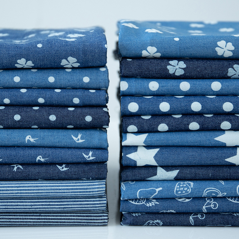 Cotton printed denim 32 washed denim summer clothes pants youth cloth shirt fabric spot supply Cotton printed denim 32 washed denim summer clothes pants youth cloth shirt fabric spot supply
