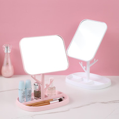 Creative desk mirror with base for student dormitory, rotatable square standing vanity mirror, desktop single mirror