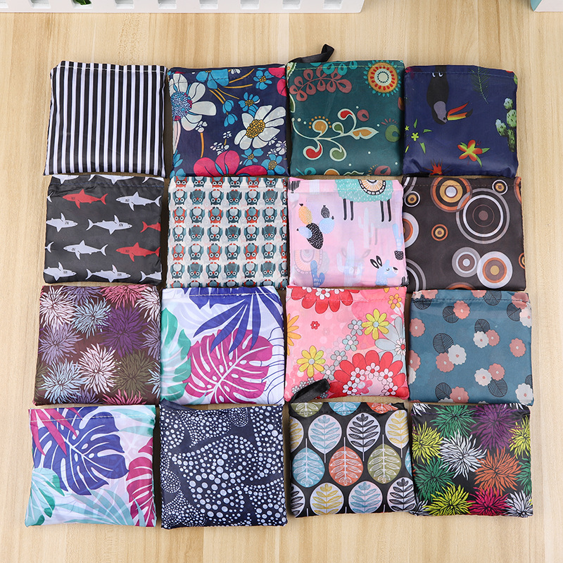 En stock gran bolsa de poliéster color Flip bolsa de protección del medio ambiente bolsa de compras supermercado plegable bolsa de compras plegable bolso portátil