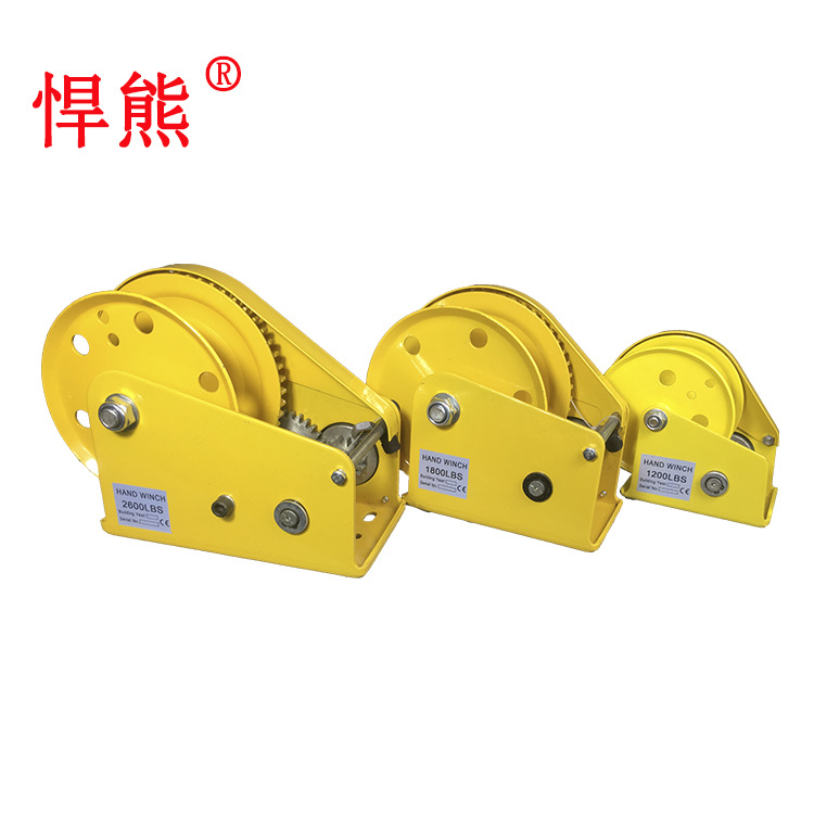 新品悍熊牌1200磅自锁式手摇绞盘手绞车卷扬机户外自救钢丝绳