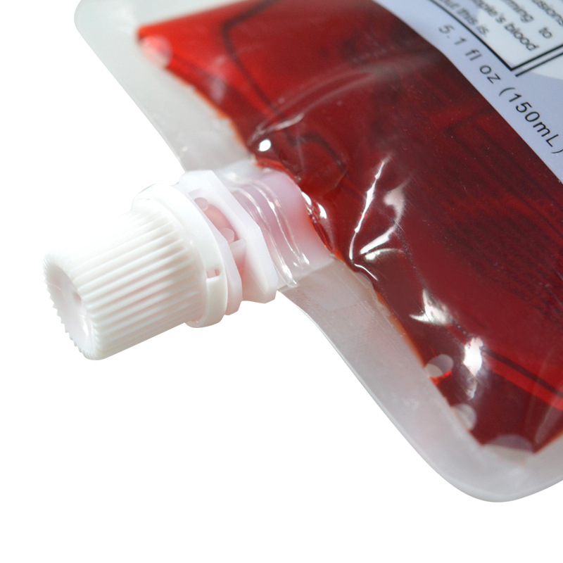 En stock 20 unids 250ml Halloween vampiro sangre boquilla bolsa plasma bebida bolsa de jugo