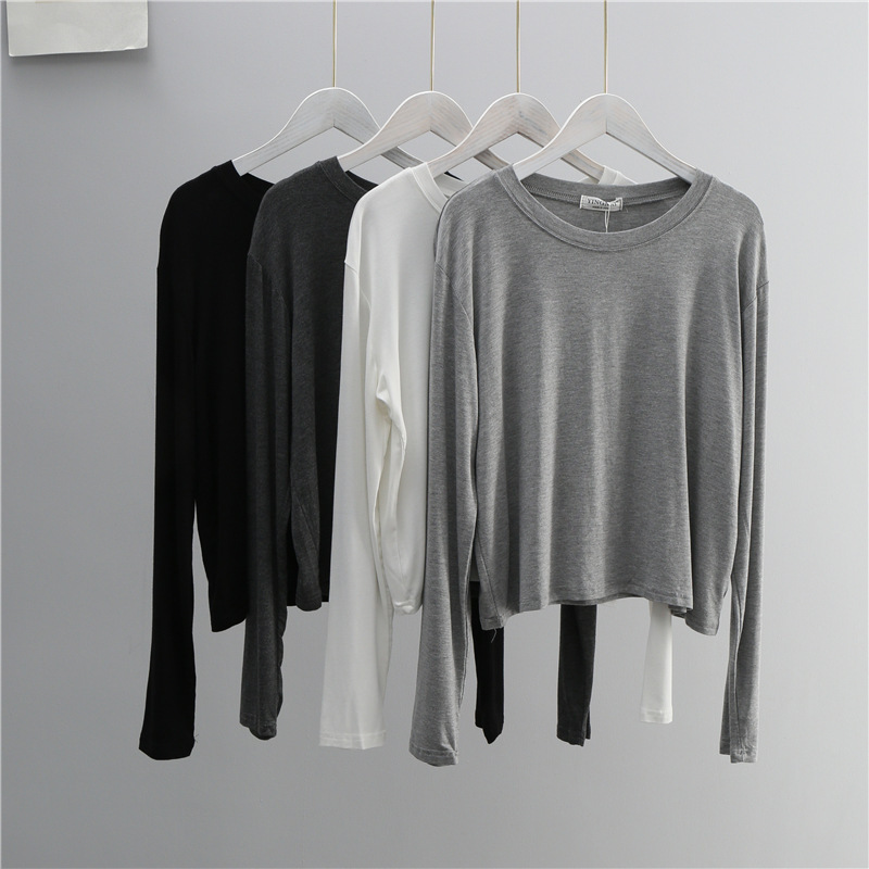 Short Long-Sleeved Modal T-Shirt Women's Loose Dance Practice Clothes Latin Modern Practice Clothes Training Clothes Yoga Clothes