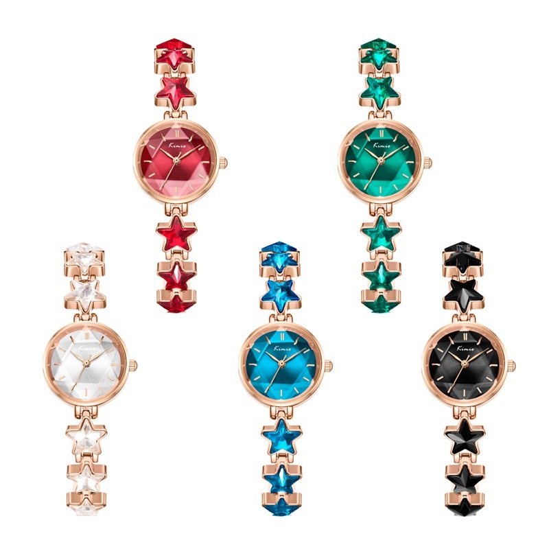 Jinmiou lucky star bracelet watch women's estilo coreano ins stretch buckle light luxury rose gold stone british watch K6352S
