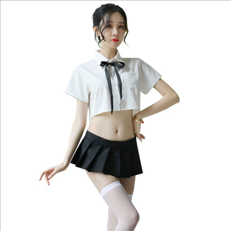 Fresh split uniform for students, sexy set, pleated skirt