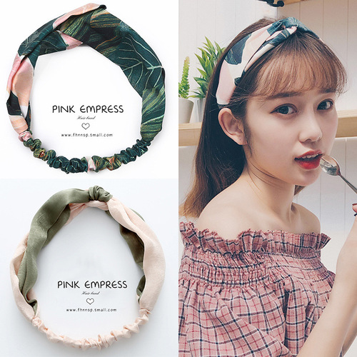 Korean spring and summer cross elastic hairband chiffon silk headband ladies headband hair accessories sports face wash headwear wholesale