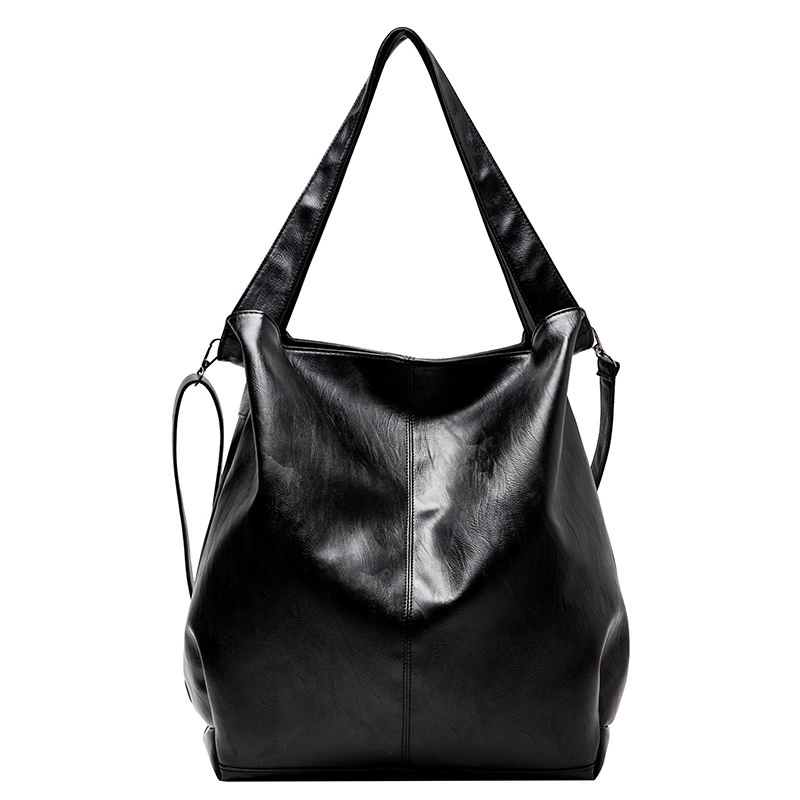 芙迦妮 Retro 2023 Korean Style Large Shoulder Bag, Spacious One-Shoulder Handbag in Green, Black, or Rice White
