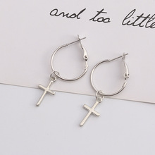 欧美跨境饰品新款时尚潮流耳钩耳坠饰品个性简约十字架耳环耳饰