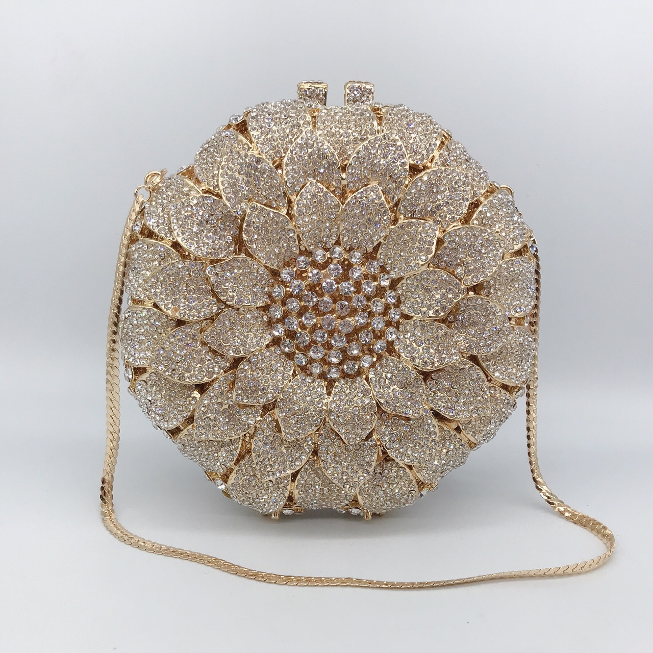 Túi clutch dạ hội đính đá kim cương phong cách châu Âu — Kim cương trắng trên vàng, Màu bạc, Vàng AB, sâm panh