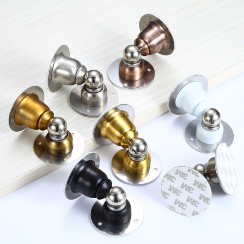 Non-punching stainless steel door suction bathroom door anti-collision door stop strong magnetic suction door holder wall and floor dual-use small clock door suction