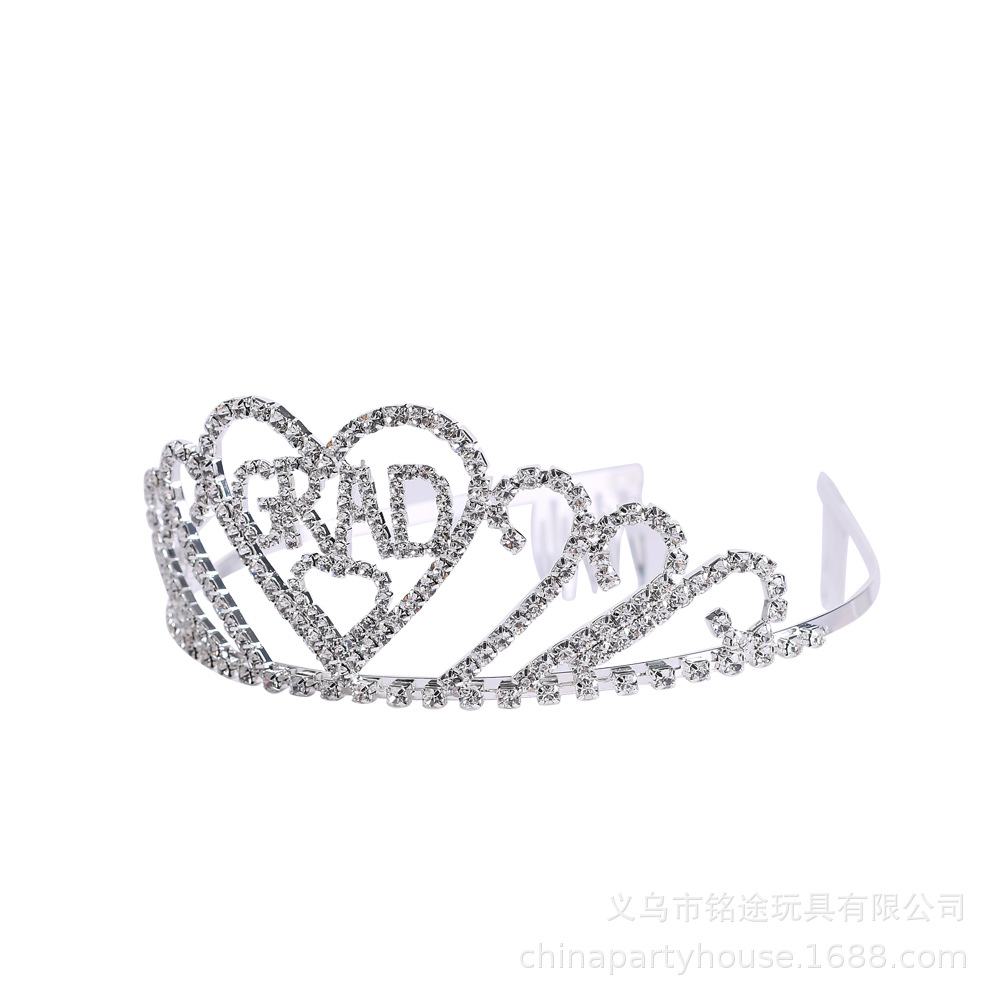 Nueva decoración del Partido de graduación aleación Corona se graduó palabra de oro correa de hombro foto accesorios graduación traje