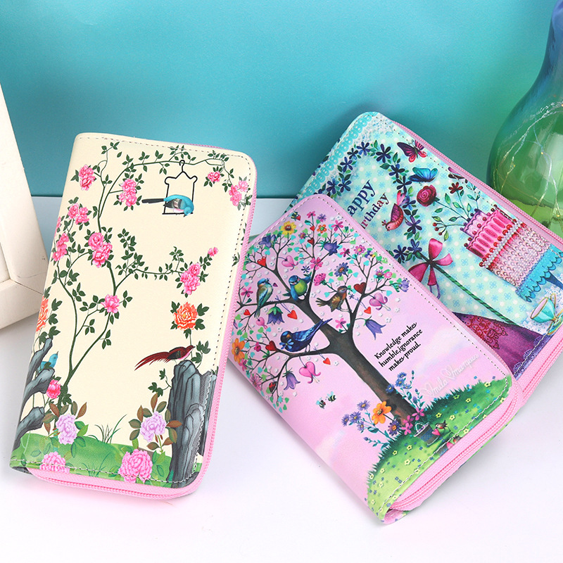 A generation of Amoy supply cartoon flower animal PU leather personality cute student girl coin purse