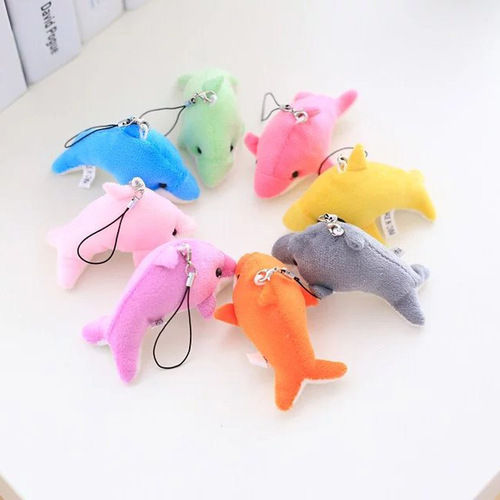 8CM cute little dolphin doll plush toy dolphin bag keychain mobile phone pendant bouquet wedding gift