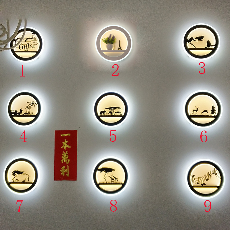 Lámpara de pared LED moderna para dormitorio, sala de estar, con diseño de torre de hierro con flores, elefante, ciervo, control remoto regulable, forma de pétalo.