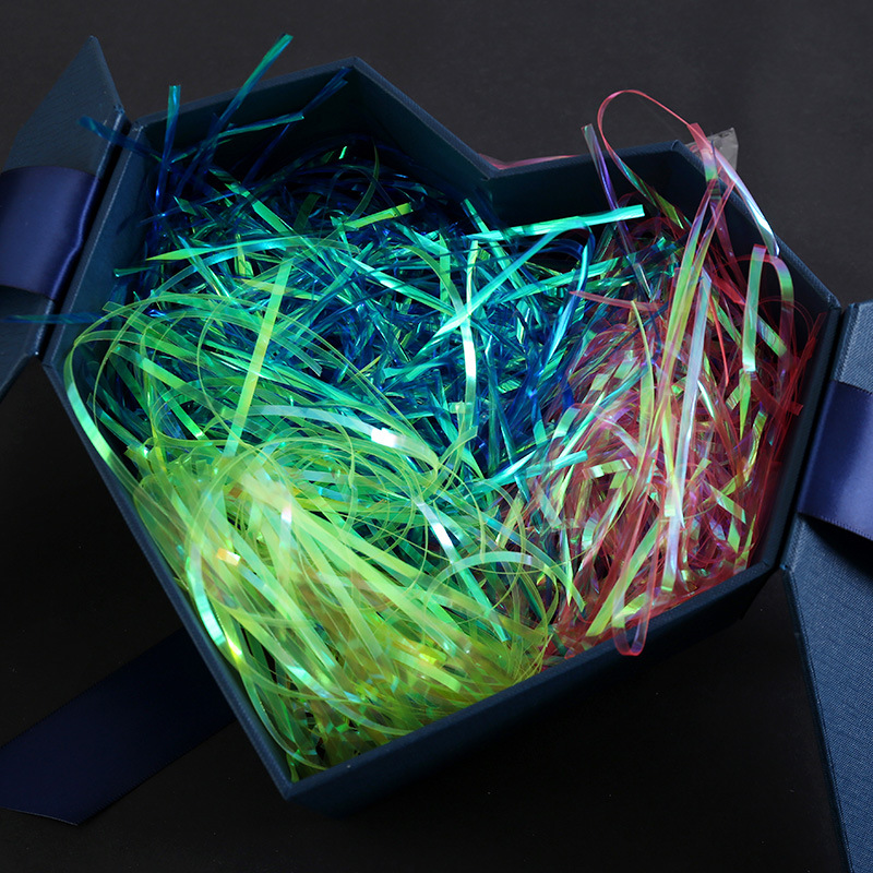 Transparent plastic raffia colorful silk Christmas Valentine's Day gift box decorative filler 1kg wholesale
