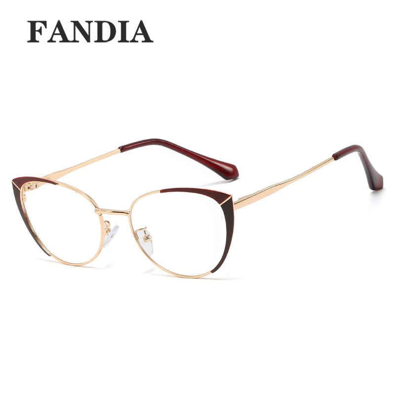 95608 nuevo metal de moda gafas lisas marco redondo de los hombres y las mujeres anti-azul gafas de luz artística de dos colores gafas de Marco