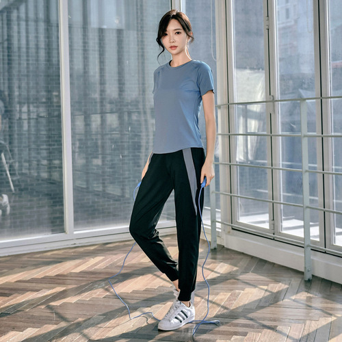 Fitness sports set women's summer short sleeve two-piece professional running clothes quick-drying stylish breathable yoga wear