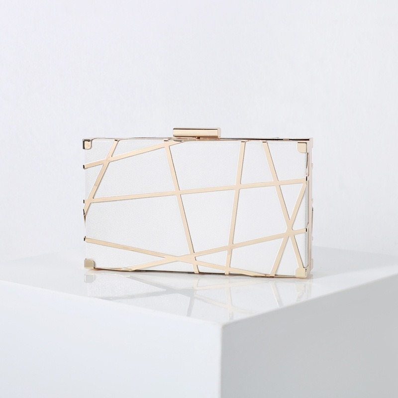 Cruz-frontera creativa PU malla hueca pequeña bolsa cuadrada bolsa de banquete Bolsa De noche Socialite vestido de fiesta embrague bolsa de boda