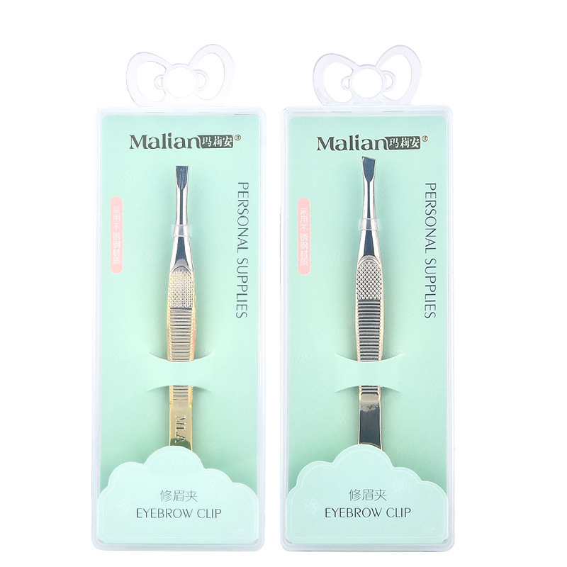 Marian clip de ceja de oro de acero inoxidable clip de ceja oblicua individual en caja C1 ceja trimmer removedor de pelo pinzas clip
