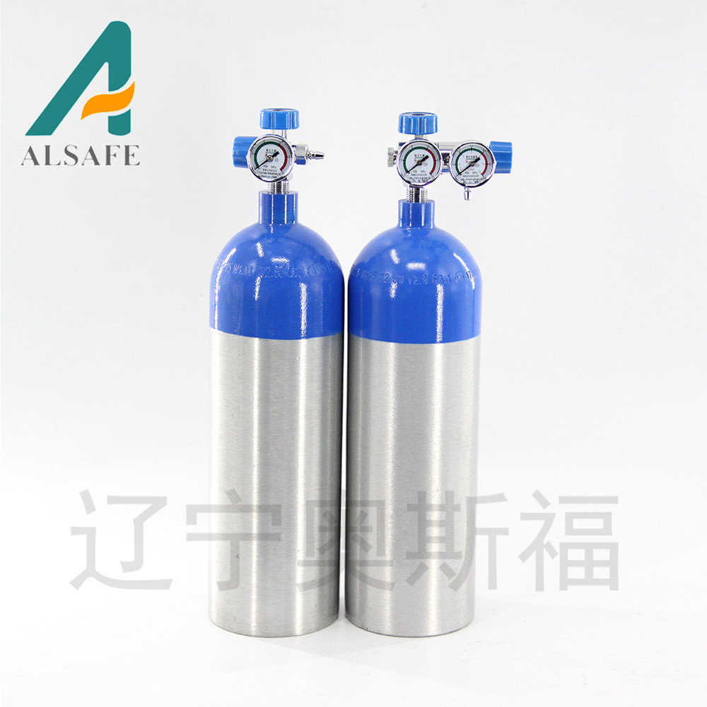 厂家批发2.8L氧气瓶耐腐蚀便携高压充装容器 双表阀
