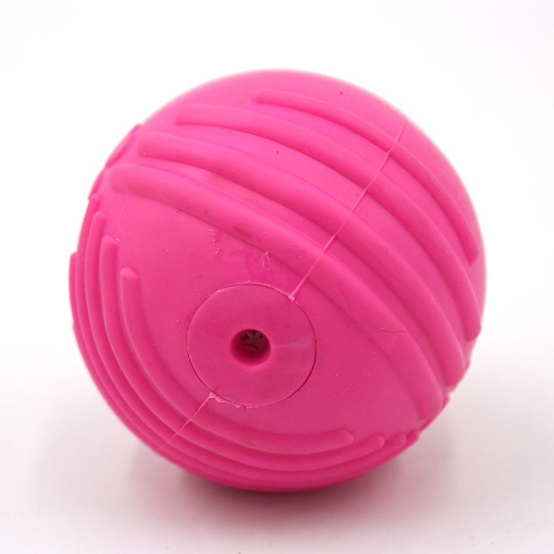 Bola de perro de juguete de sonido para mascotas Bola de rayas de caucho TPR Pelota de juguete de perro golden retriever suministros