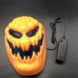新款南瓜鬼发光面具 万圣节新款厂家直销 派对用品恐怖冷光线面具