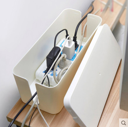 Caja de almacenamiento de alambre de plástico tablero de enchufe de alimentación caja de alambre caja de organización del router socket caja de almacenamiento