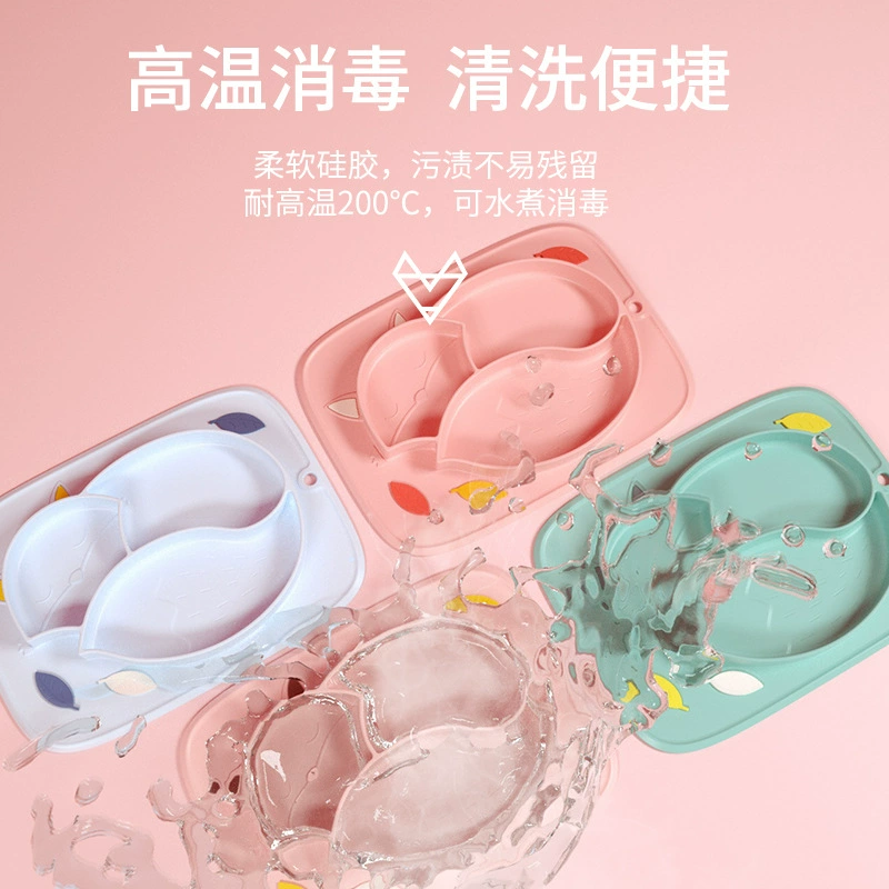 Silicone dinner plate, non-slip tableware for feeding for food