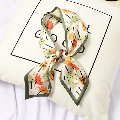 [Silk Smooth] Spring and Autumn Tie Bag Handle Sharp Corner Silk Scarf Scarf Long Small Ribbon Women Decorative Summer Hairband Trendy